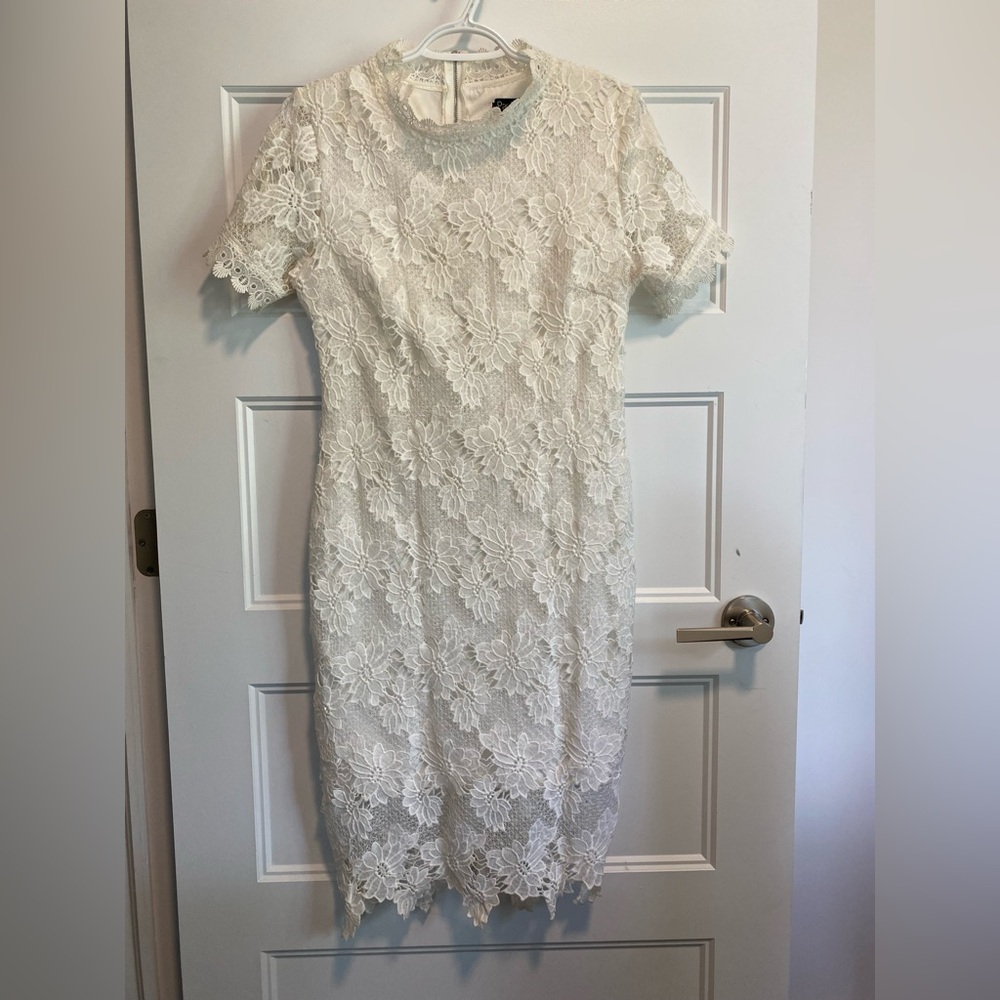 Papillon Blanc Ivory Floral Lace Mini Dress
